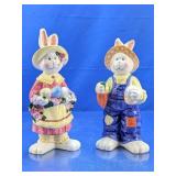 (2) Ceramic Easter Bunny Figurines