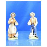 (2) Farmer and Farmwife Ceramic Figurines
