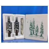 (4) Village Pole Pine Forest Porcelain Tress w/