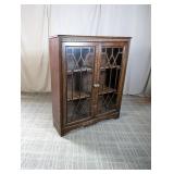 Vintage Glass-Door Bookcase w/Intricate Details