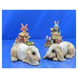 (4) Easter Bunny Figurine Set