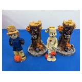 (4) Halloween Candle Holder and Figurine Set
