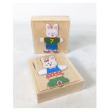 (2) Wooden Bunny Dress-Up Puzzle Sets