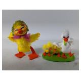 (2) Vintage Felt Duck Figurines Set