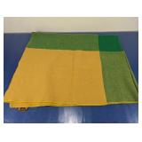 Vintage Green & Yellow Wool Blanket