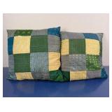 (2)Handmade Patchwork Throw Pillows Duo