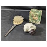 (3) Vintage Grooming Set with Brush, Bottle, and