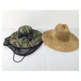 (2) Outdoor Sun Hats Camo & Straw