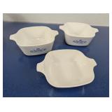 (3)Vintage CorningWare Blue Cornflower Petite Pans