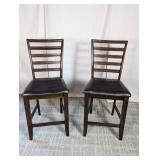 (2) Wooden Ladder-Back Bar Stools with Cushioned
