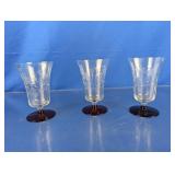 (3) Vintage Weston Etched Ice Tea Ruby Foot