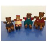 (4) Wooden Hand-Painted Bears and Doll Figures