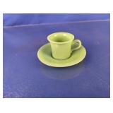 Antique Green Jade Peking Glass Cup & Saucer