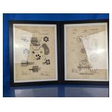 (2) Framed Patent Prints: Revolver and Bicycle