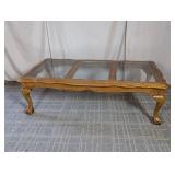 (1) Glass-Top Wooden Coffee Table with Claw Feet