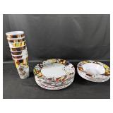(16+) Piece Poker-Themed Plastic Dinnerware Set