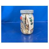 Vintage Canning Jar With Sewing Notions