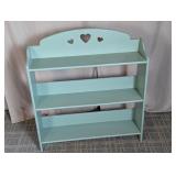 (1) Light Blue Wooden Shelf with Heart Cutouts