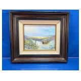Vintage Framed Signed Beach Oil Painting
