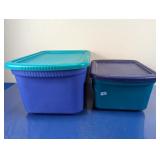 (2) Assorted Plastic Storage Bins