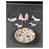 (8) Miniature Figurine Set with Floral Dish