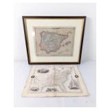 (2) Antique Maps Framed Spain & Portugal,