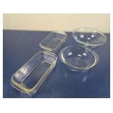 (4)Vintage Pyrex Glass Baking Dishes & Bowl Set