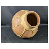 (1) Vintage Clay Pot with Leather Accent