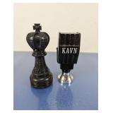 (2)Vintage Chess Piece and Microphone Figurines