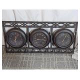 (3) Gauge Wall Clock & Weather Station