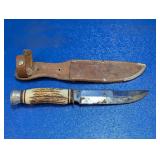 (1) Vintage Hunting Knife with Leather Sheath