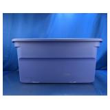 (1) Large Purple Plastic Storage Bin with Lid
