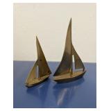 (2)Brass Sailboat Figurines Duo