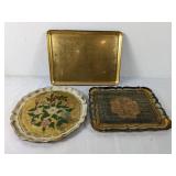 (3) Vintage Handcrafted Serving Trays