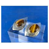 Mexico Taxco Sterling Tigers Eye MCM Earrings