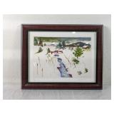 (1) Framed Winter Landscape Watercolor Print