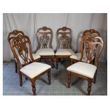 (6) Wooden Dining Chairs with Upholstered Seats