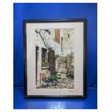 Framed European Village Scene by Roberts