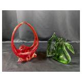 (2) Glass Decorative Pieces