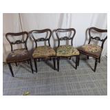 (4) Vintage Victorian Carved Wood Dining Chairs