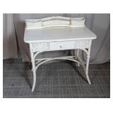 Vintage White Wicker Vanity Desk