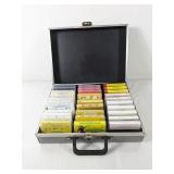 Vintage Cassette Tape Collection in Carrying Case