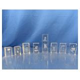 (8) 3D Laser Etched Crystal Figurines