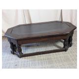 Vintage Octagonal Coffee Table w/ Leather Top