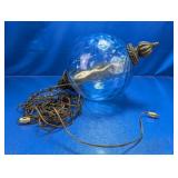 (1) Vintage Blue Glass Hanging Lamp
