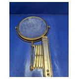 (1) Vintage Brass Wall-Mounted Folding Mirror