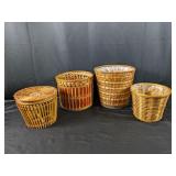 (4) Assorted Wicker Baskets with Liners