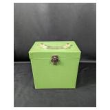 (1) Green Vinyl Record Carrying Case with Records