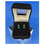 Vintage Emerald & Diamond Stud Earrings