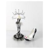 (2) Zebra Jewelry Stand & High Heel Trinket Holder